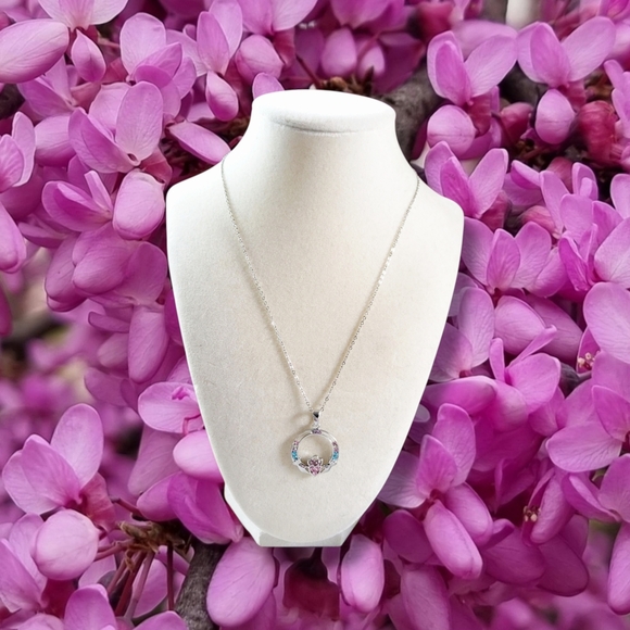 Solvar Jewelry - Solvar | NWOT Elegant Silver Tone Multicolor Crystal Claddagh Pendant Necklace